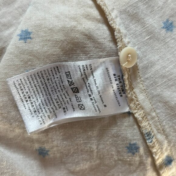 The Tiny Big Sister button down linen/cotton star print midi dress size 34/small - Picture 8 of 8